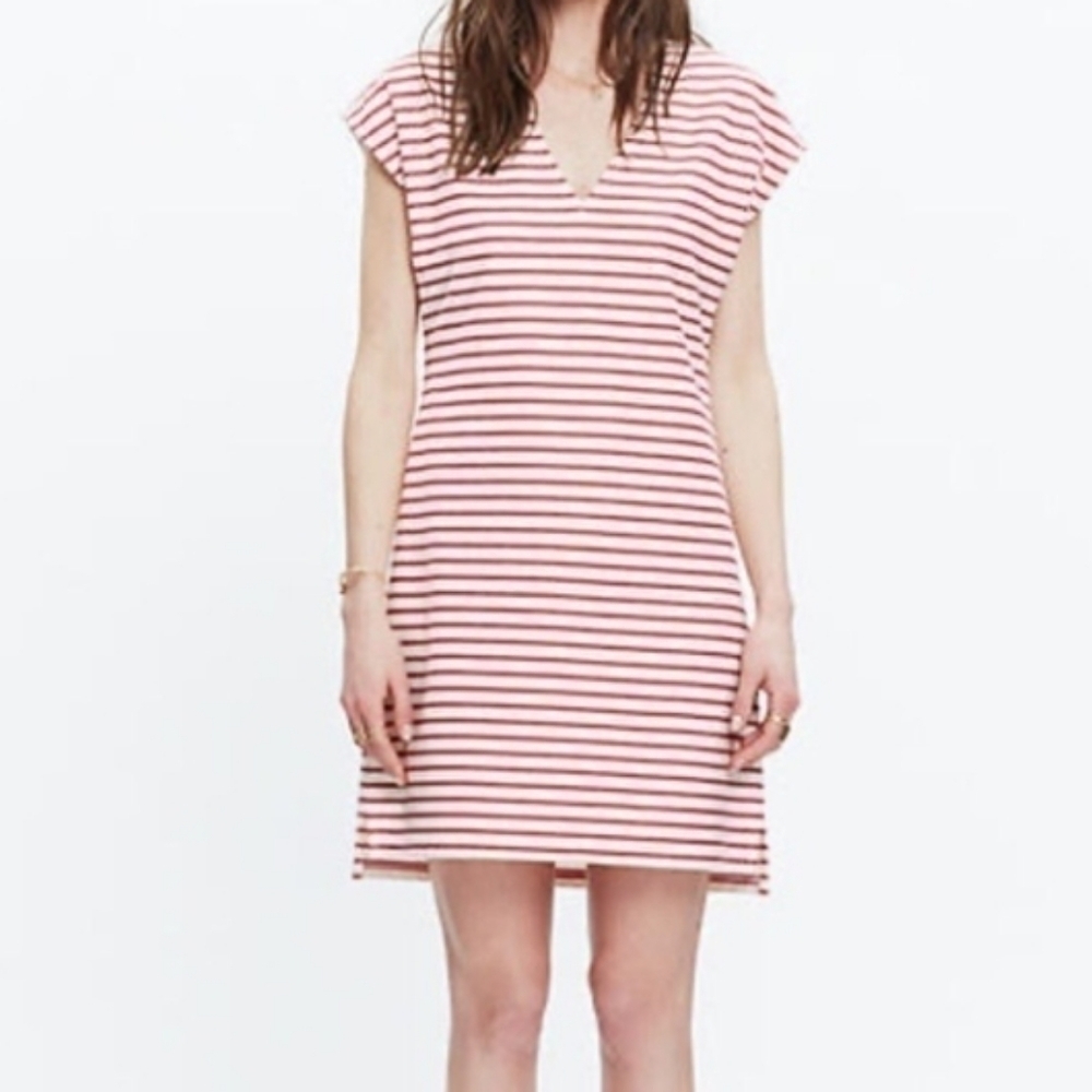 Madewell Vacances Red Striped Shift Dress